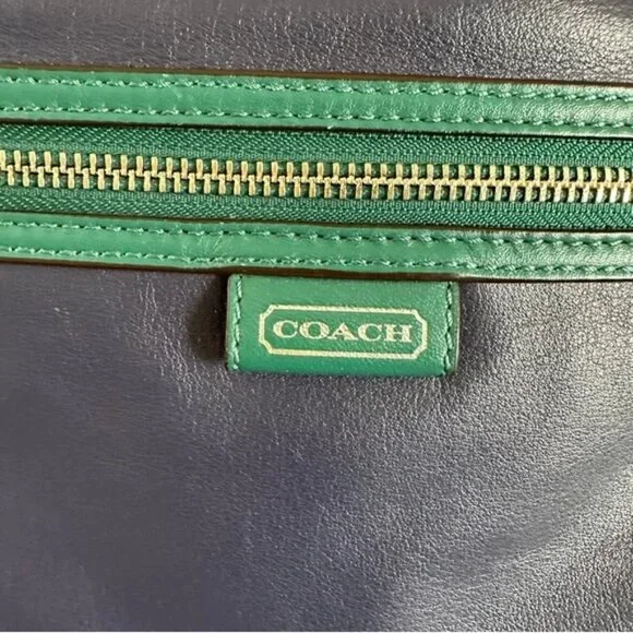 COACH Daisy Spectator EMMA Tote - ALL Leather - Moonlight Blue Green trim EUC - Picture 4 of 17
